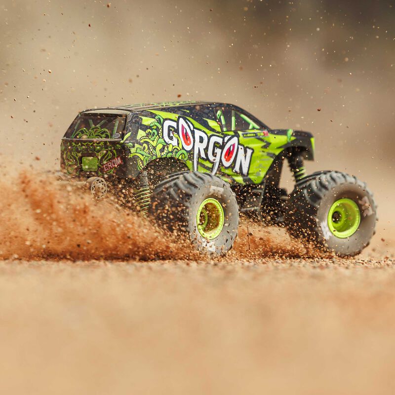 ARA2130T1_A18_SV1VO551.jpg 1/16 GORGON GROM 4X4 RTR Brushed Monster Truck (Battery & Charger Included), Yellow - Image 1