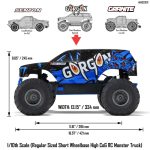1/10 GORGON 2WD RTR Brushed Monster Truck, Blue - Image 27