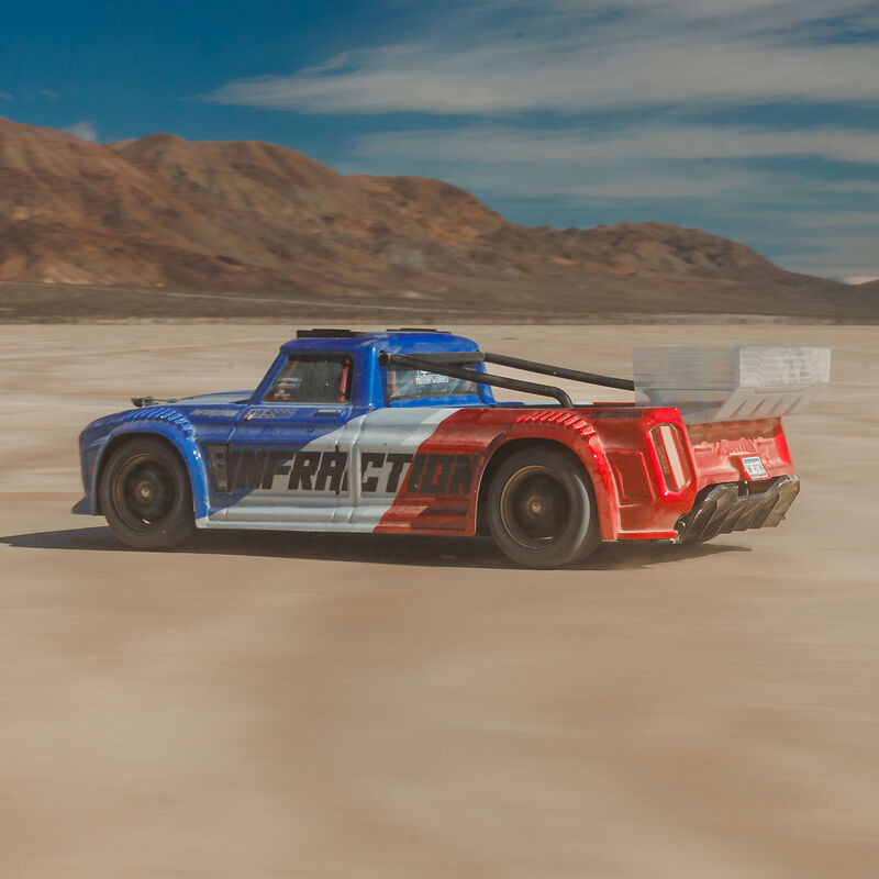 ARA4315V4T1_A10_1LZUHXSR.jpg 1/8 INFRACTION 223S DSC 4X4 RTR Brushless All-Road Street Bash Truck, Blue/Red - Image 1