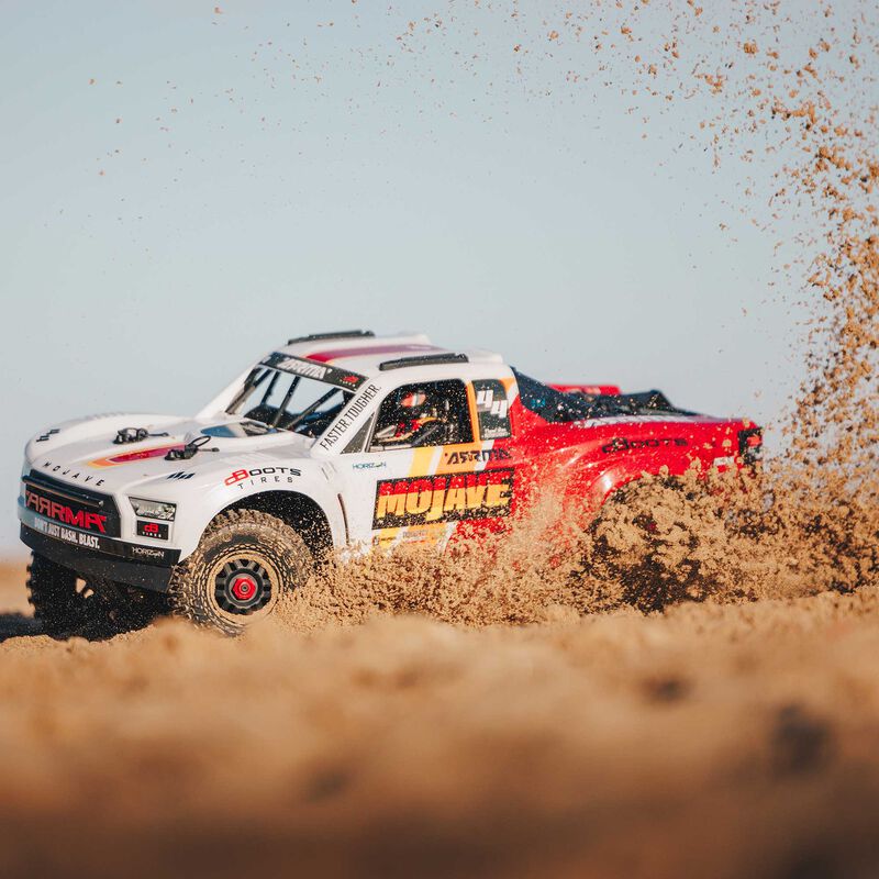 ARA4404T1_A8_08N578I1.jpg 1/8 MOJAVE 4S 4X4 RTR Brushless Desert Truck, White/Red - Image 1